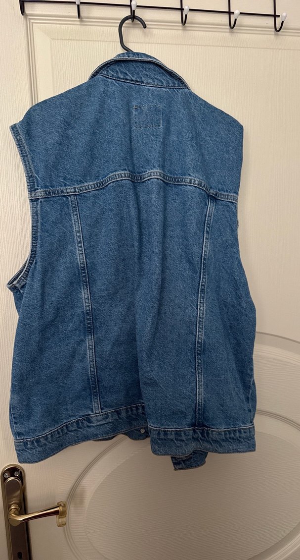 Düğmeli Mavi Denim Yelek - Görsel 3