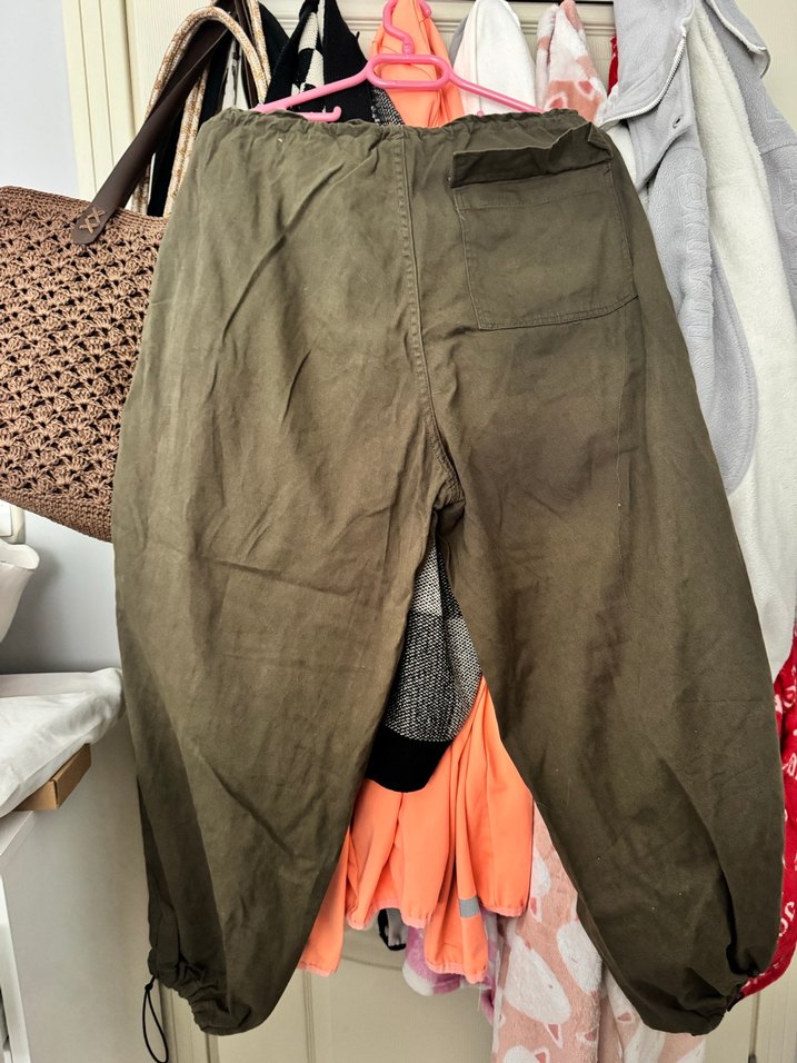 Düğmeli Rahat Kesim Kadın Keten Pantolon - Görsel 2