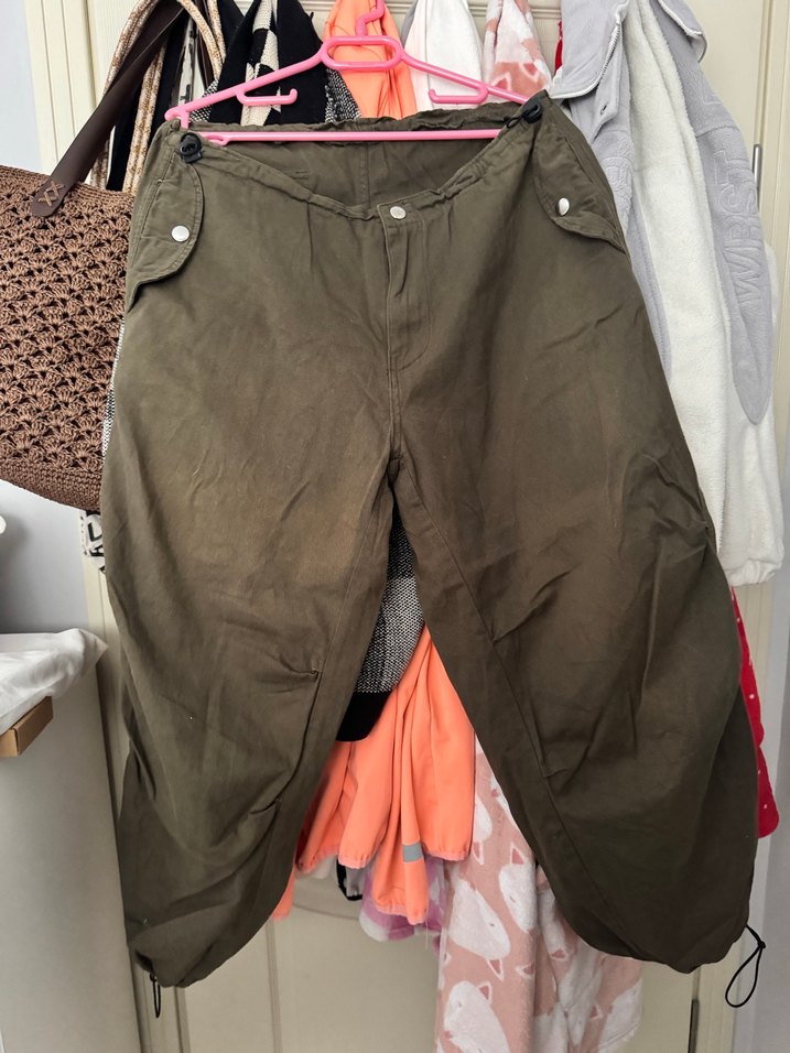 Düğmeli Rahat Kesim Kadın Keten Pantolon - Görsel 3