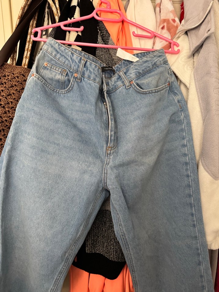 Kadın Mavi Bol Kesim Midi Boy Kot Pantolon - Görsel 2