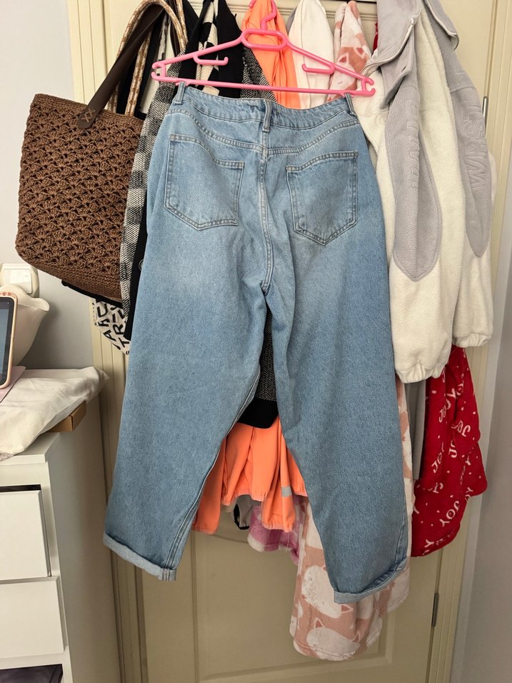 Kadın Mavi Bol Kesim Midi Boy Kot Pantolon - Görsel 3