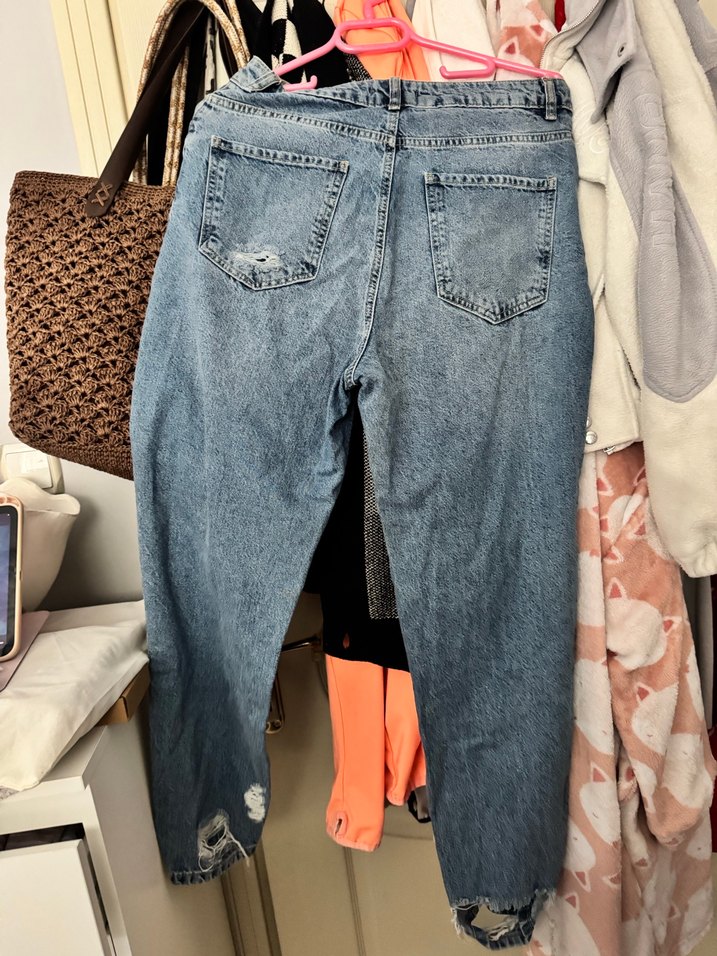 Gri Bağcıklı Yırtık Kadın Midi Boy Denim - Görsel 3