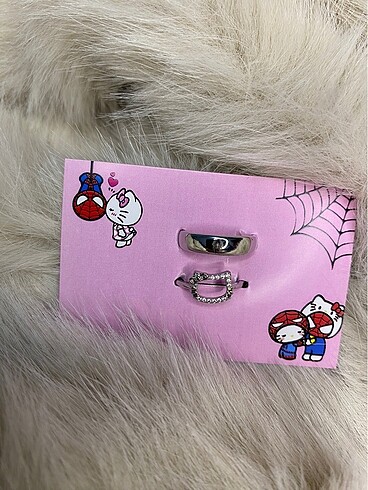 Hello kitty Spider-Man çift yuzugu