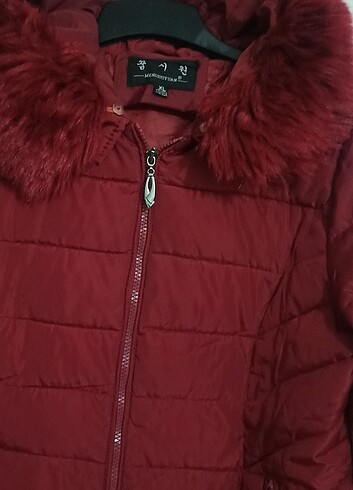 xxl Beden bordo Renk Kırmızı kürklü mont