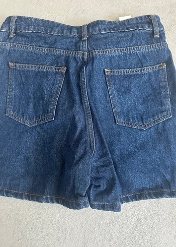 m Beden Trenyolmilla Düğmeli Mavi Denim Mini Şort Etek