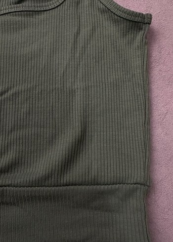 Yeşil Kısa Pamuklu Kadın Crop Top - Görsel 2