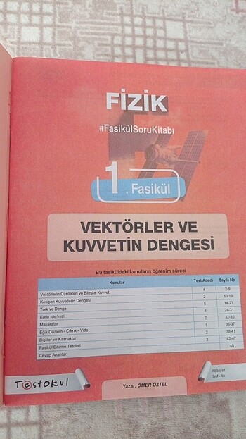  Test Okul Ayt fizik soru fasikül kitabı 