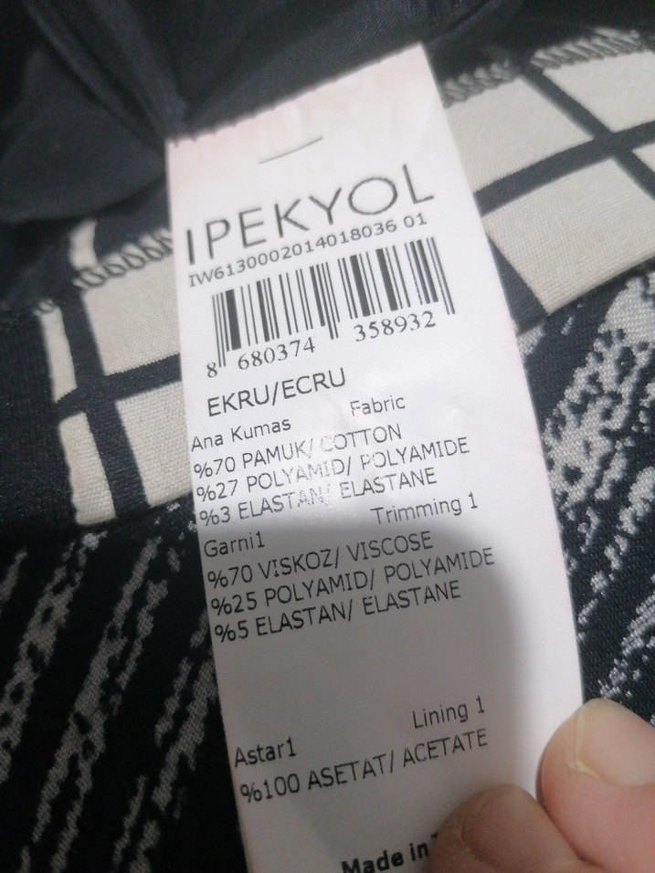 Kare Desenli Siyah Midi Kalem Elbise - Görsel 5