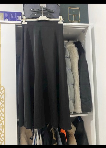 Saten Kloş Siyah Uzun Etek - Görsel 2