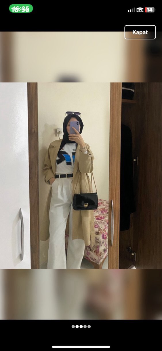 Bej Uzun Kadın Trençkot - Görsel 2