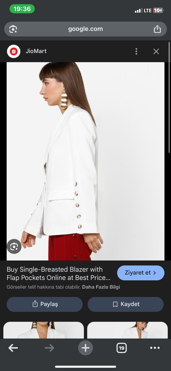 Düğmeli Beyaz Kadın Midi Blazer - Görsel 2