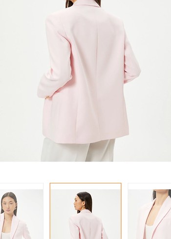 Pembe Kadın Tek Düğmeli Blazer Ceket - Görsel 4