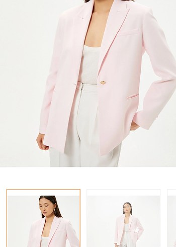 Pembe Kadın Tek Düğmeli Blazer Ceket - Görsel 7