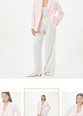 Pembe Kadın Tek Düğmeli Blazer Ceket - Görsel 6