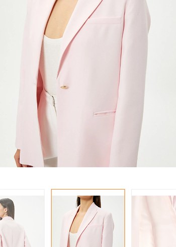 Pembe Kadın Tek Düğmeli Blazer Ceket - Görsel 3