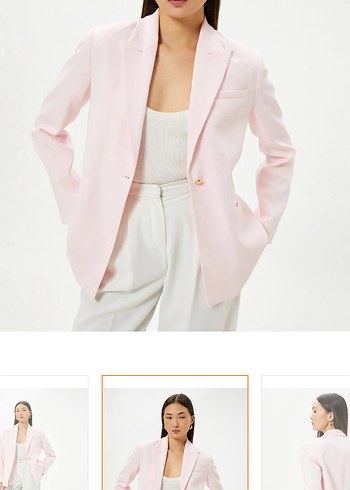 Pembe Kadın Tek Düğmeli Blazer Ceket - Görsel 5