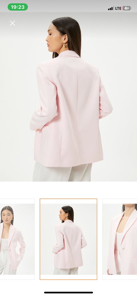 Pembe Kadın Tek Düğmeli Blazer Ceket - Görsel 4