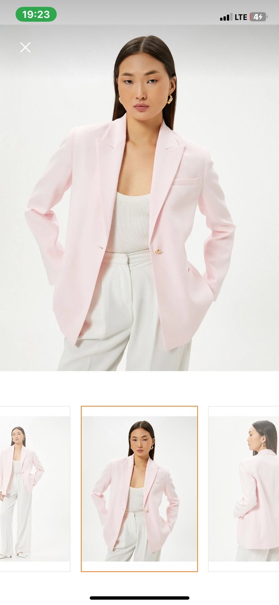 Pembe Kadın Tek Düğmeli Blazer Ceket - Görsel 5