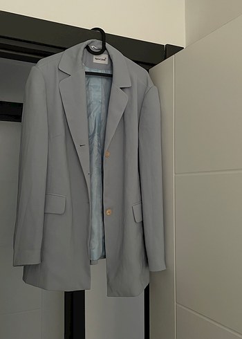 Vintage Love Sik Ve Rahat Acik Gri Mavi Tonlu Blazer Ceket