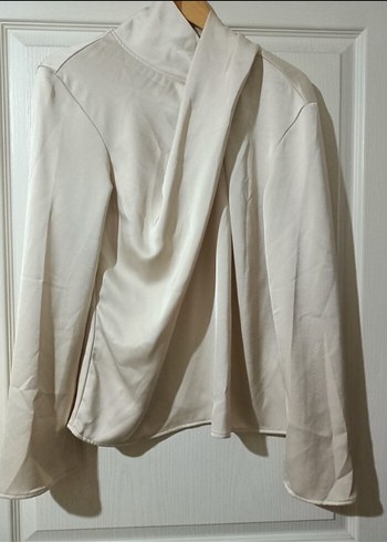 Bej Drapeli Uzun Kollu Bluz - Görsel 2