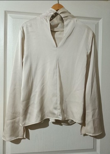 Bej Drapeli Uzun Kollu Bluz - Görsel 3