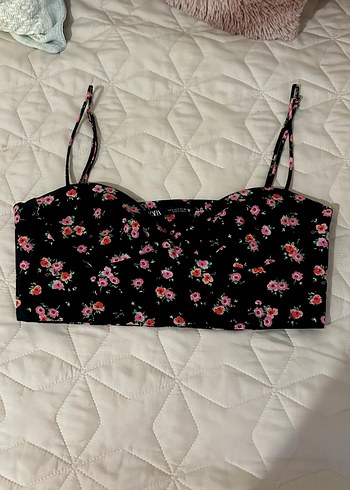 Zara Çiçek Desenli Crop Top
