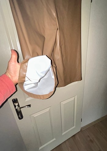 Bej Deri Midi Kadın Pantolon - Görsel 9