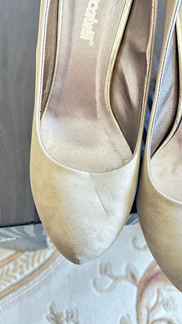 Krem Stiletto Topuklu Kadın Ayakkabı - Görsel 3