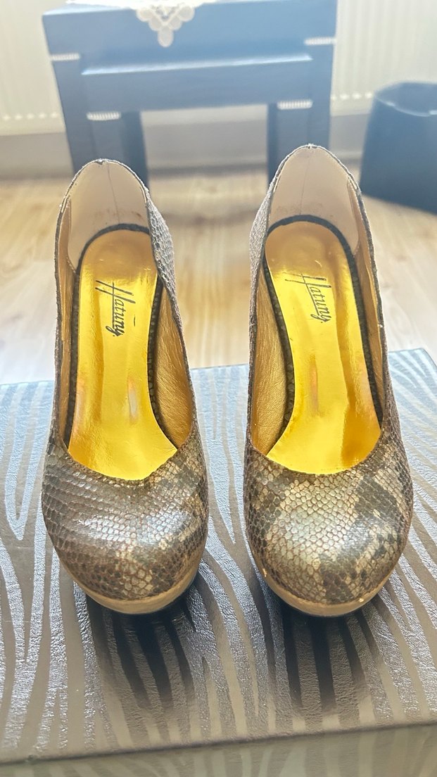 Klasik Yılan Desenli Topuklu Kadın Ayakkabı - Görsel 2