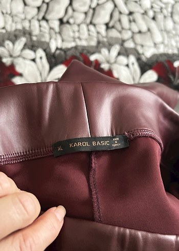 Bordo Deri Kemerli Kadın Pantolon - Görsel 5