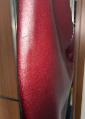 Bordo Deri Kemerli Kadın Pantolon - Görsel 6