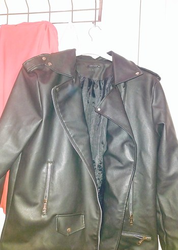 l Beden siyah Renk Siyah Deri Biker Ceket