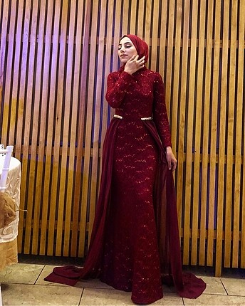 Bordo renk abiye