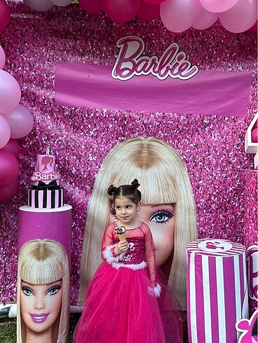4 Yaş Beden pembe Renk Barbie elbise