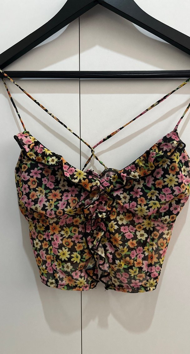 Çiçek Desenli Bohem Mini Büstiyer - Görsel 3