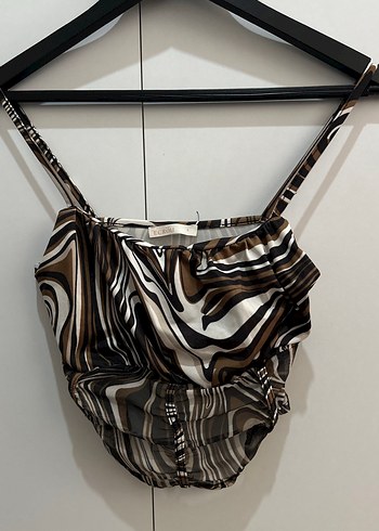 Zebra Desenli Kahverengi Mini Büstiyer - Görsel 2