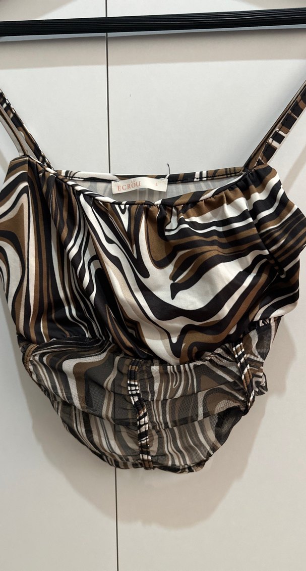 Zebra Desenli Kahverengi Mini Büstiyer - Görsel 3