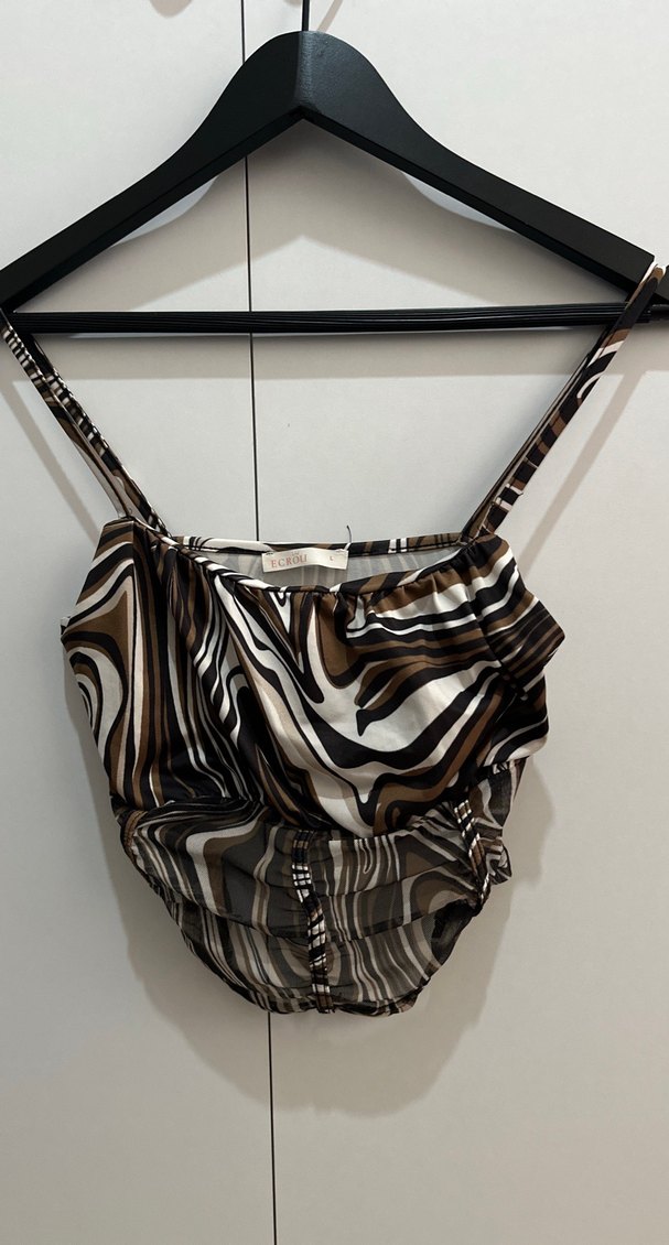 Zebra Desenli Kahverengi Mini Büstiyer - Görsel 2