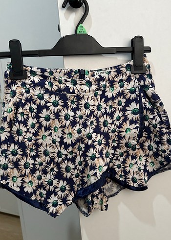 Mavi Çiçek Desenli Mini Şort Etek - Görsel 4