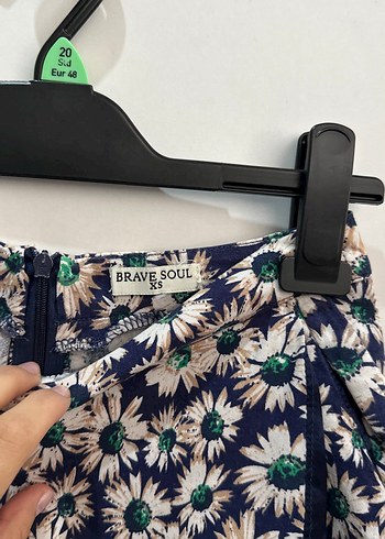 Mavi Çiçek Desenli Mini Şort Etek - Görsel 7