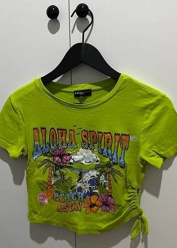 Renkli Baskılı Yeşil Mini Tişört - Görsel 3