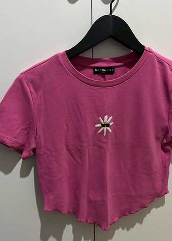 Pembe Crop Tişört - Görsel 4