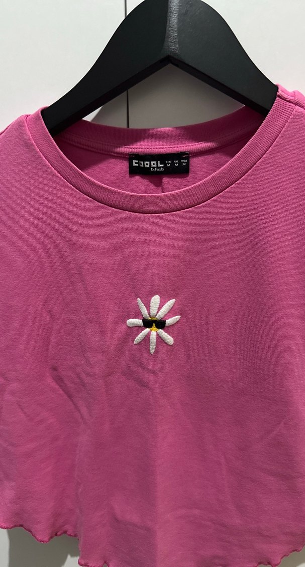 Pembe Crop Tişört - Görsel 5