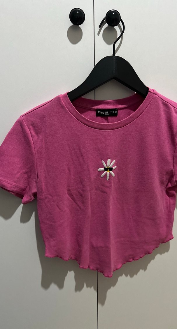 Pembe Crop Tişört - Görsel 4