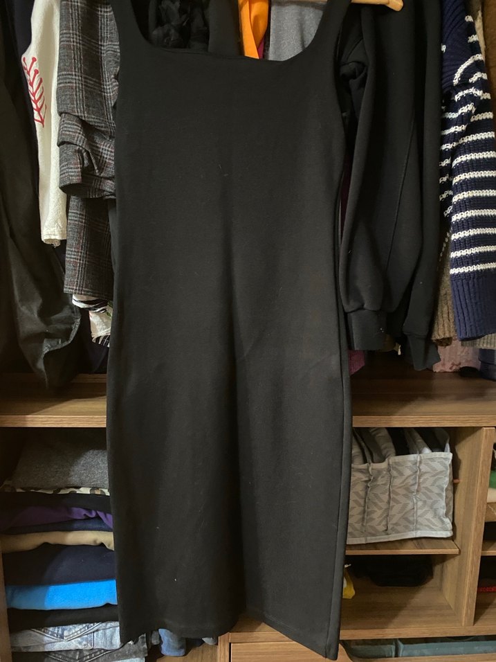 Siyah Midi Kadın çelik kumaş Elbise - Görsel 2