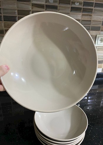 Beden beyaz Renk 6 lı Derin Yemek Tabağı