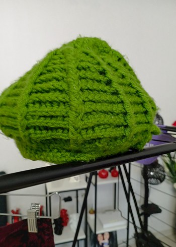 Örgü Yeşil Kadın Bere - Görsel 2