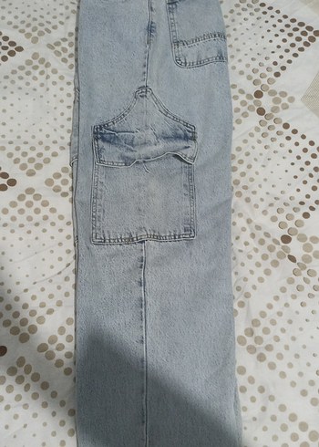 Kadın Mavi Bol Kesim Midi Kot Pantolon - Görsel 4