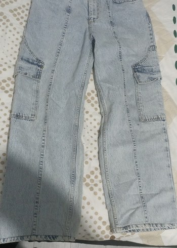 Kadın Mavi Bol Kesim Midi Kot Pantolon - Görsel 3