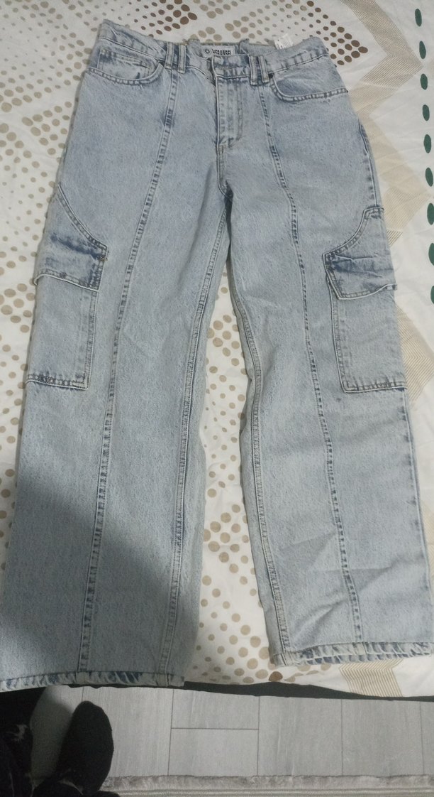 Kadın Mavi Bol Kesim Midi Kot Pantolon - Görsel 3